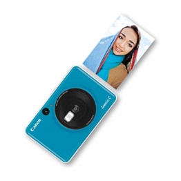 Canon Zoemini C digitale 5 MP Sofortbildkamera (Sucher, Blitzlicht, Micro-SD Kartenslot, Selfie Spiegel (11x8 mm), 5 x 7,6 cm Aufkleber, ZINK-Druck tintenfrei), seaside blue - 1