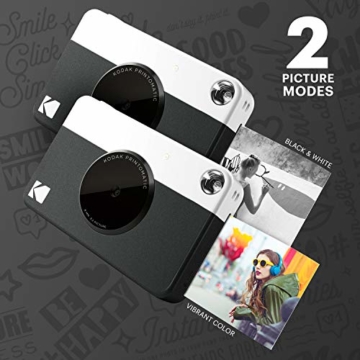 Kodak PRINTOMATIC Digitale Sofortbildkamera, Vollfarbdrucke auf Zink 2x3-Fotopapier mit Sticky-Back-Funktion - Drucken Sie Memories Sofort (Schwarz) - 4